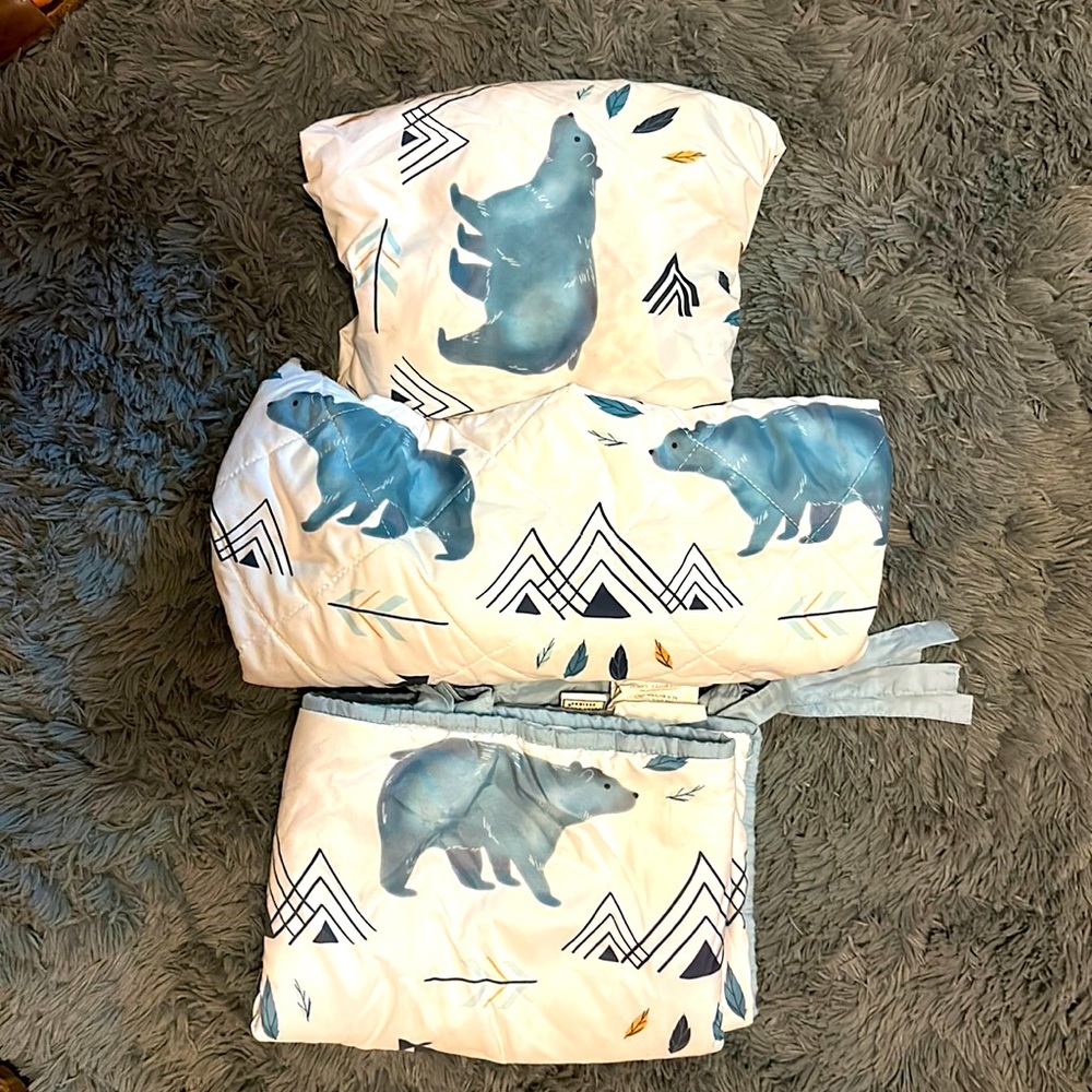 Sweet JoJo crib sheet, changing table sheet snd crib rail guard set